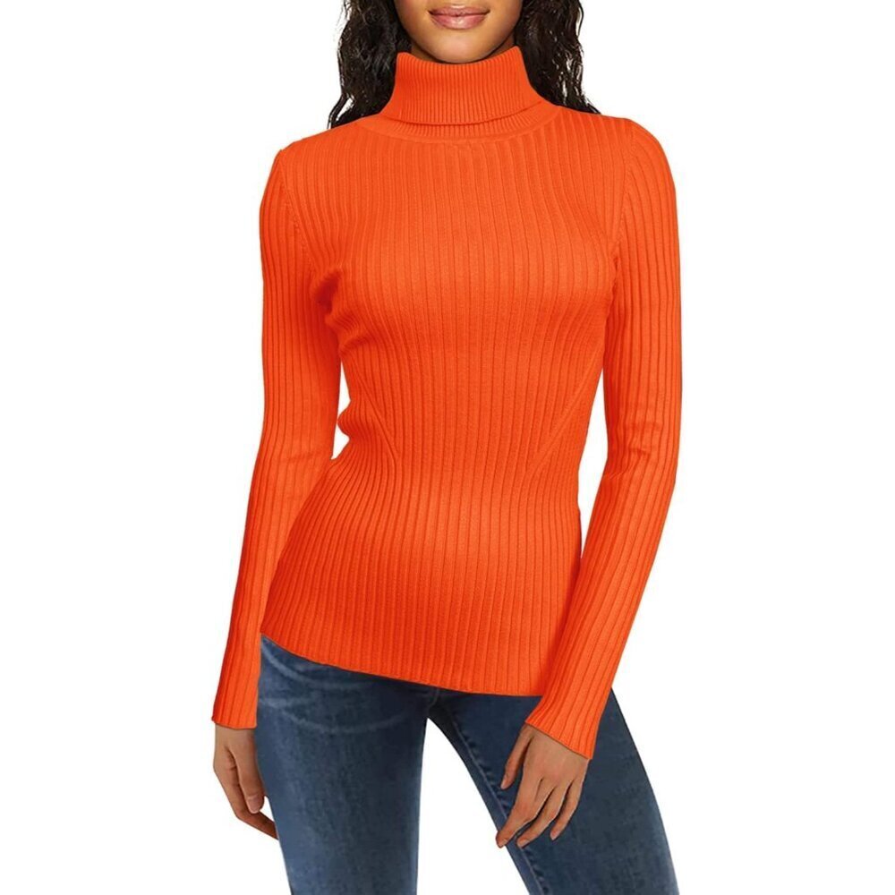 Women’s Ribbed Turtleneck Sweater Knitted Warm Slim Fit Casual Pullover